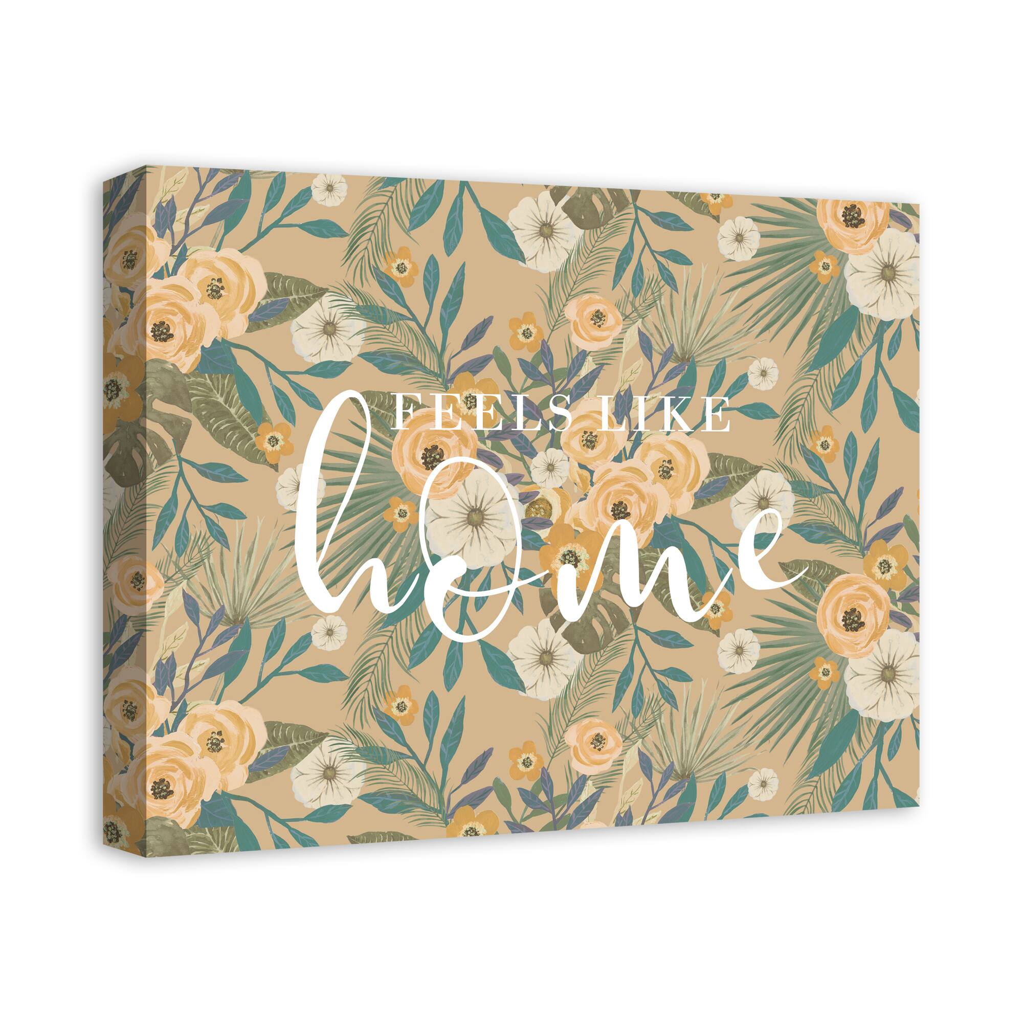 Feels Like Home Tropical Floral Canvas Wall Art
